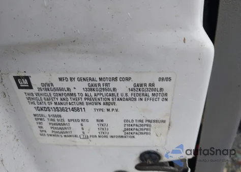 2006 GMC Envoy Slt from USA, damaged, VIN 1GKDS13S362145811